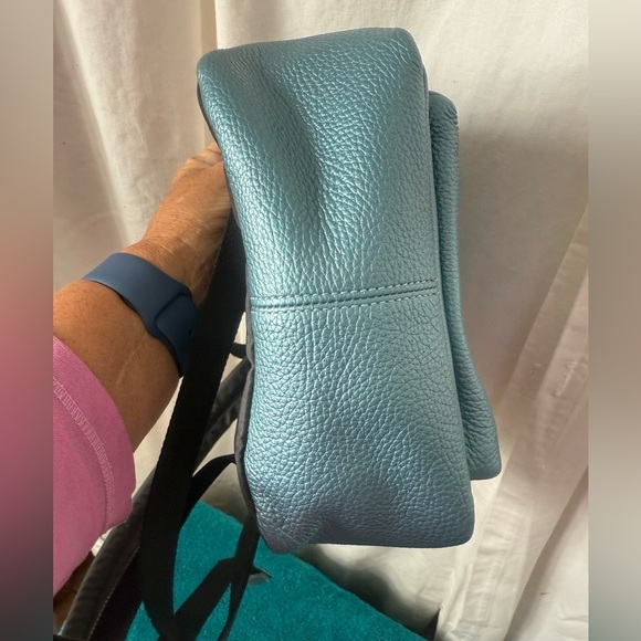 Auth COACH Mini Charlie Backpack in Pebble Leather Metallic Light Blue With COA - Picture 6 of 15